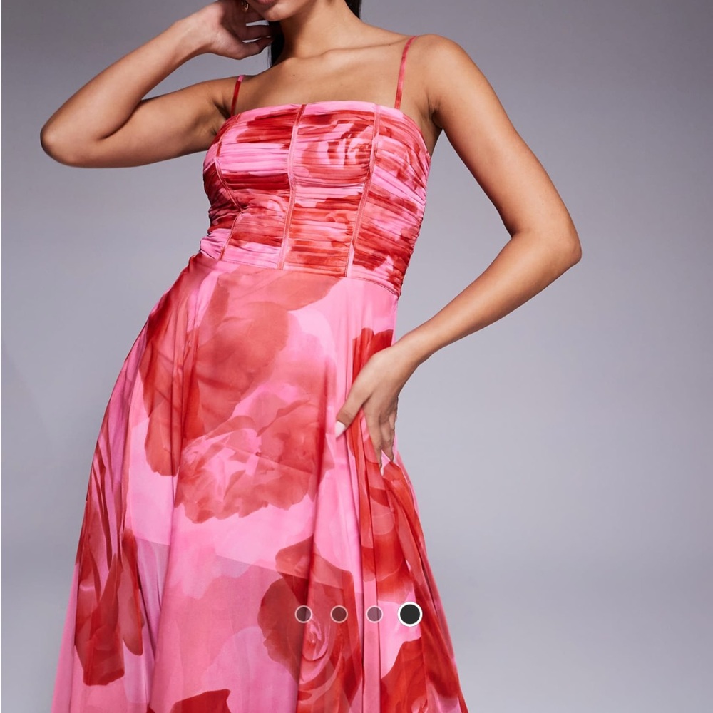 Elegant Pink Floral Maxi Dress